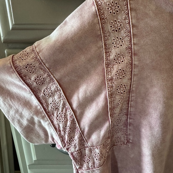 Jane and Delancey Washed Mauve Eyelet-Trim Pullover - Picture 2 of 2